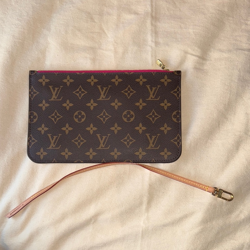 Louis Vuitton Brown Monogram Pouch with Pink Accent